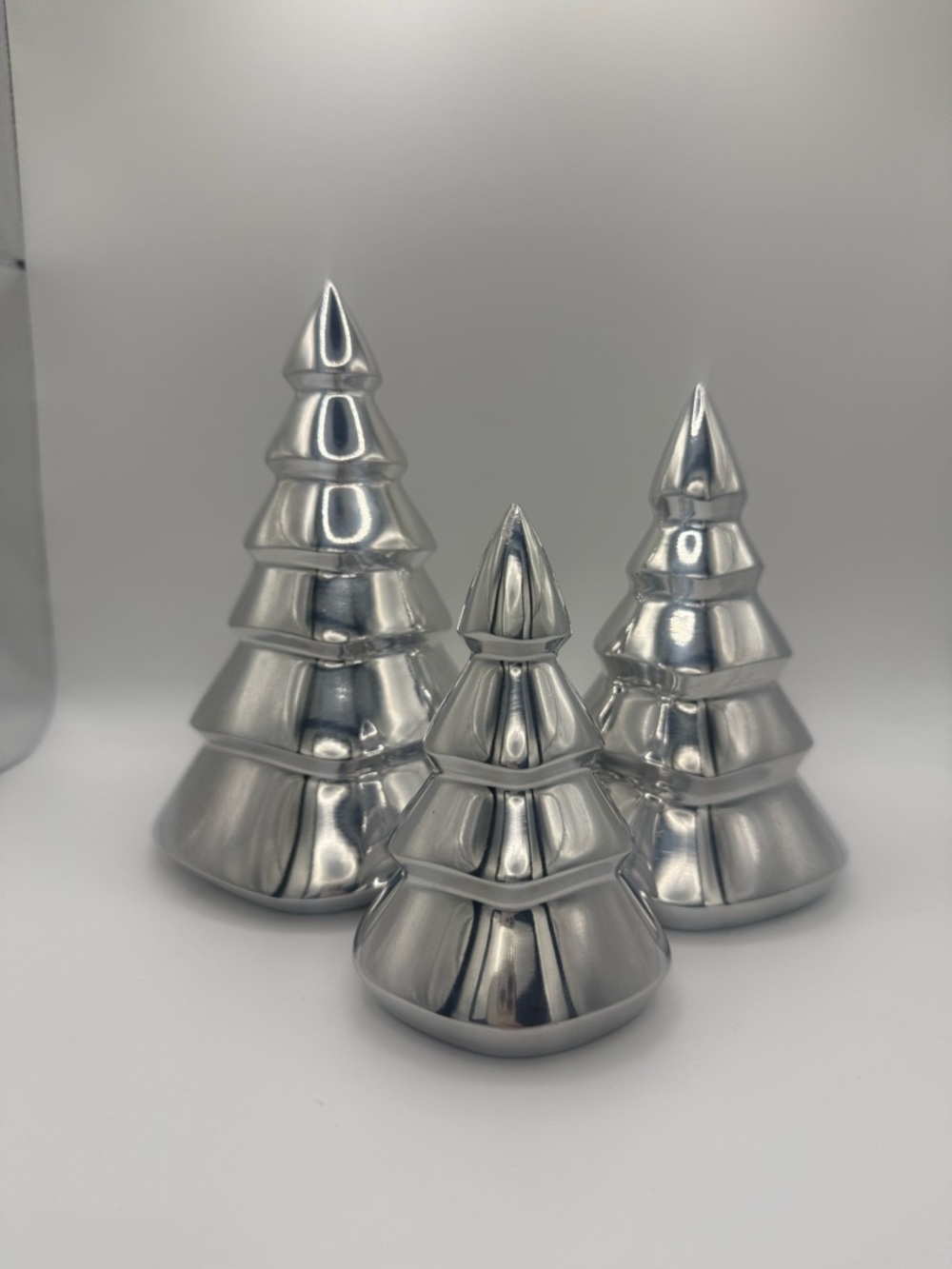 Nambe Silver Metallic Holiday Tree Trio Décor